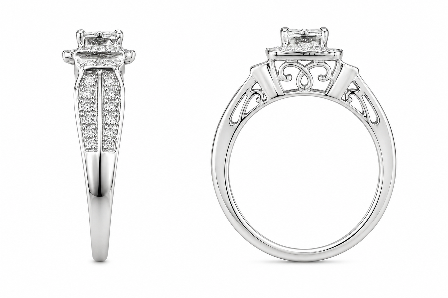 14K White Gold Women's Wedding Ring 0.75 ct Natural Diamond