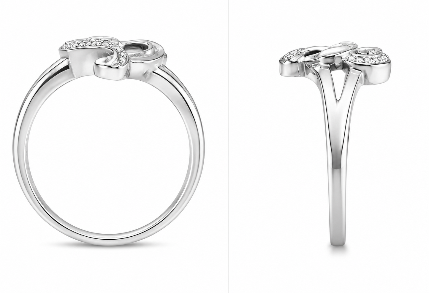 10K White Gold Women's Heart Ring 0.02 ct Natural Diamond