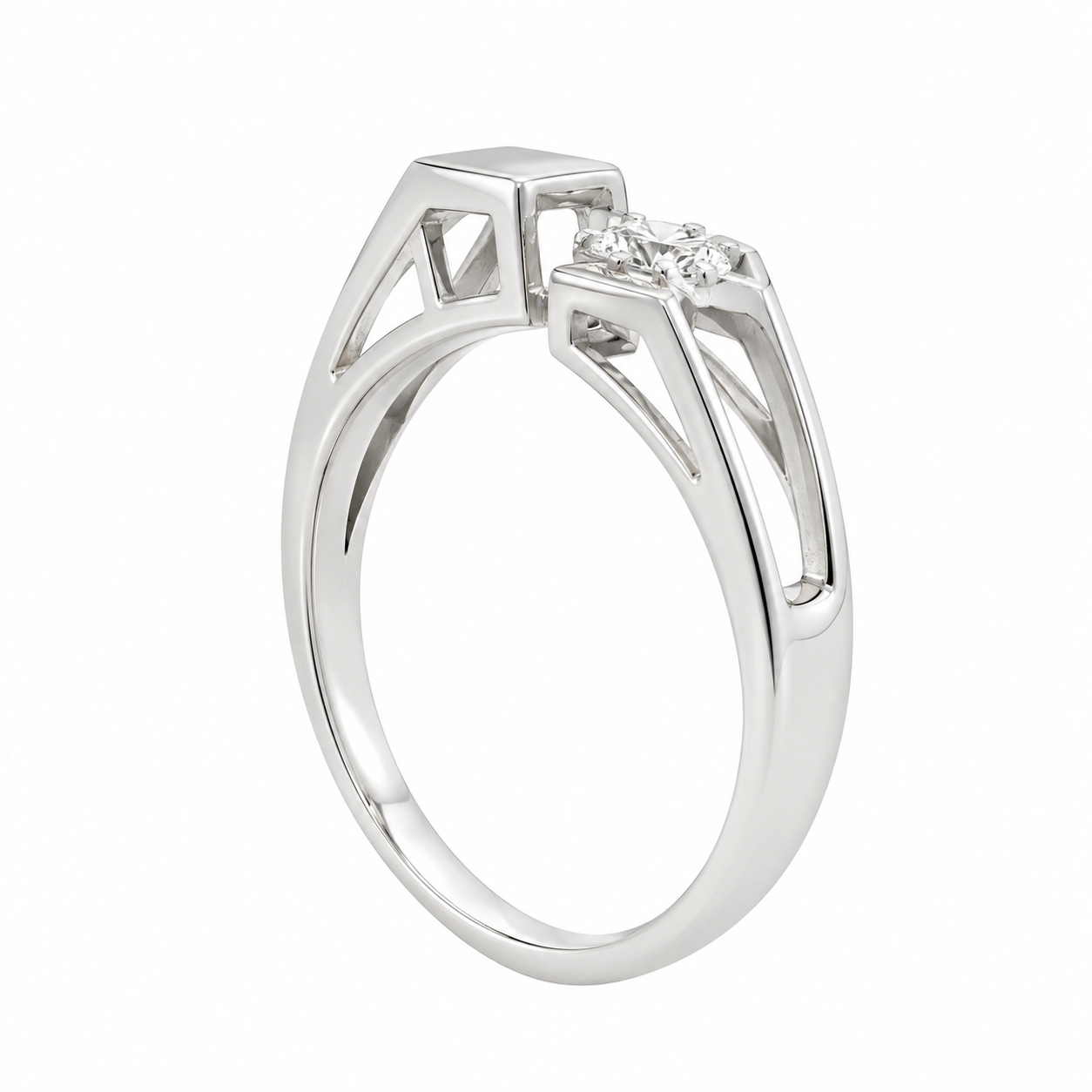 10K White Gold Women's Love Ring 0.03 ct Natural Diamond