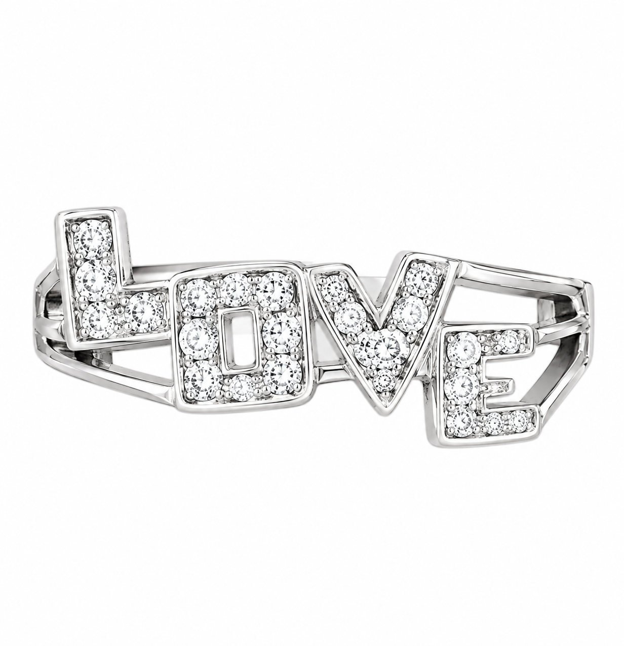 10K White Gold Women's Love Ring 0.03 ct Natural Diamond