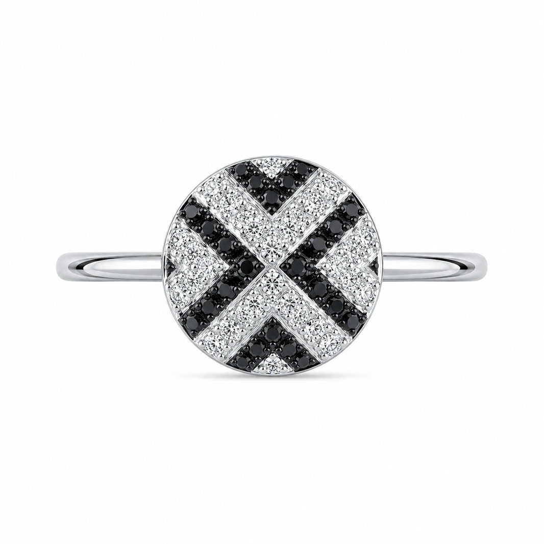 10K White Gold Women's Ring 0.15 ct Natural Black Diamond