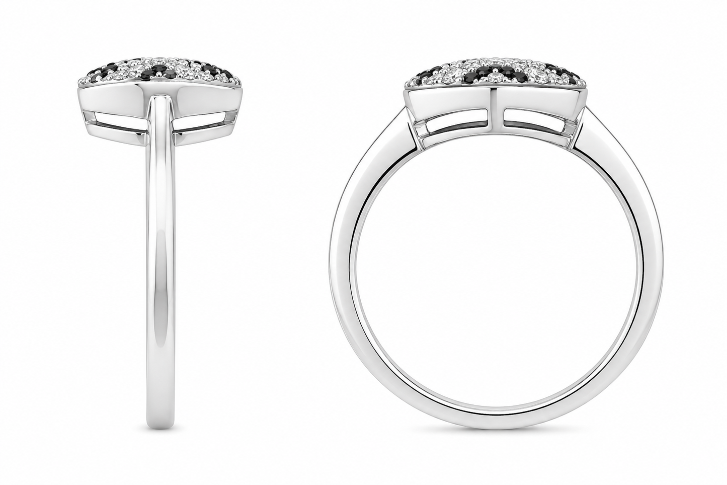 10K White Gold Women's Ring 0.15 ct Natural Black Diamond