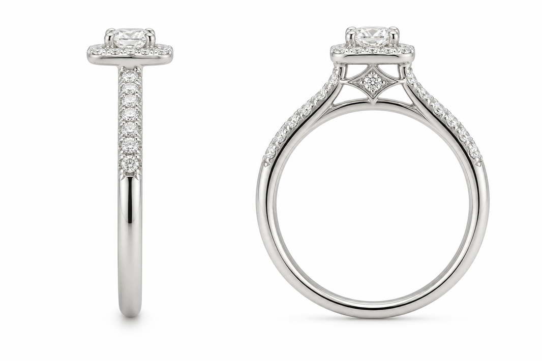 10K White Gold Women's Ring Round 0.50 ct Natural Diamond