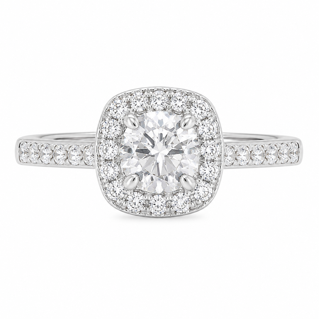 10K White Gold Women's Ring Round 0.50 ct Natural Diamond