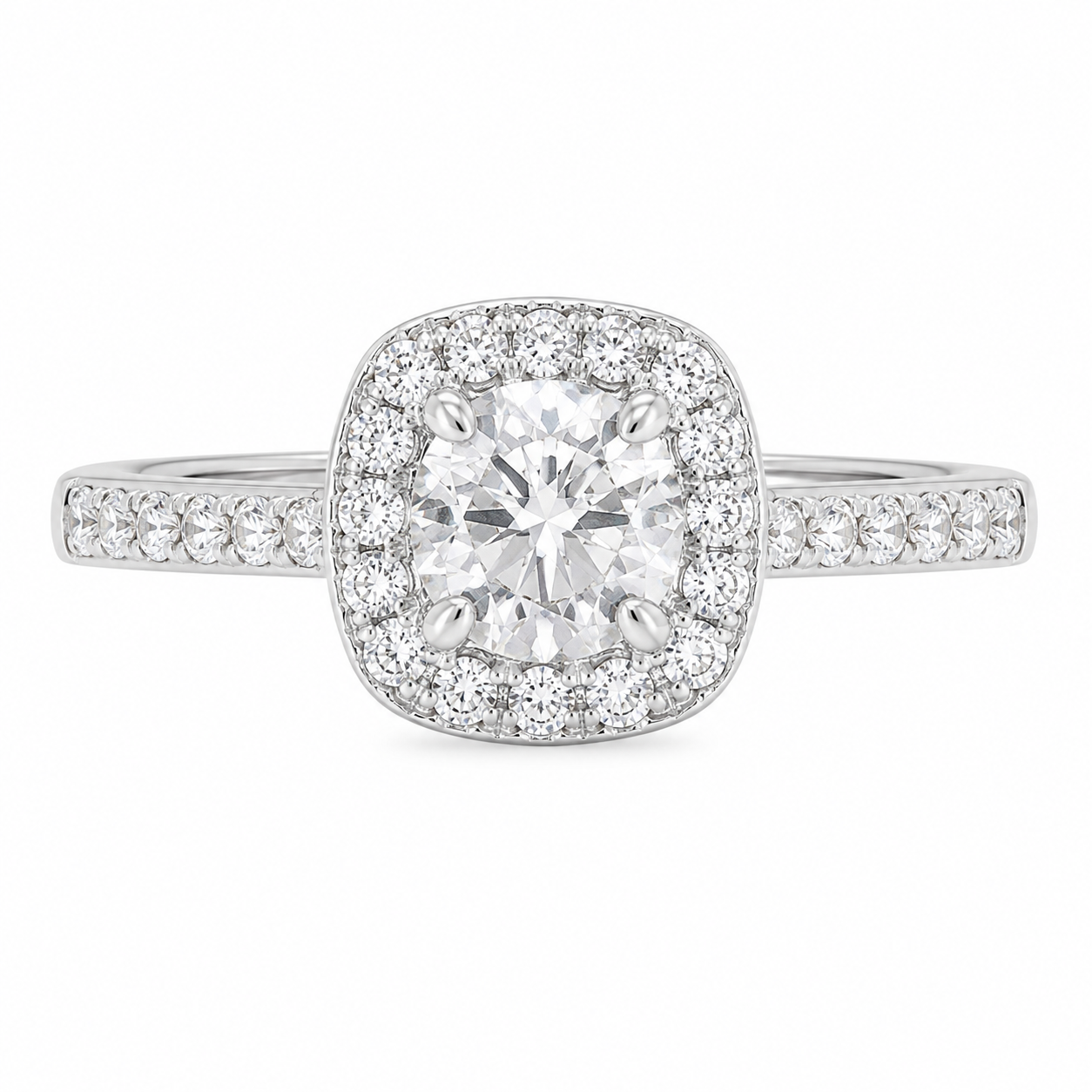 10K White Gold Women's Ring Round 0.50 ct Natural Diamond
