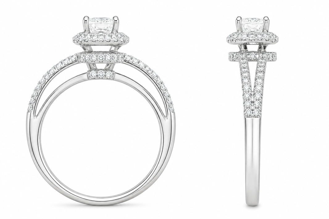 18K White Gold Women's Ring Round 0.58 ct Natural Diamond