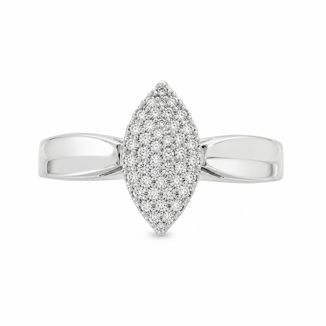 10K White Gold Women's Ring Marquise 0.18 ct Natural Diamond