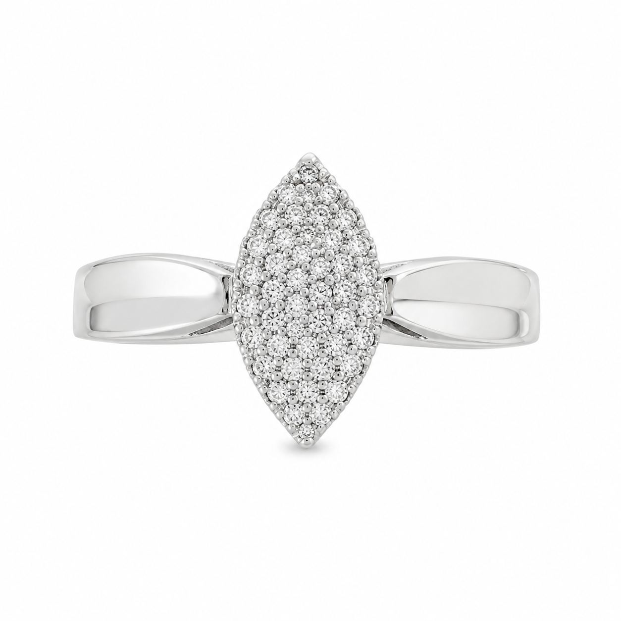 10K White Gold Women's Ring Marquise 0.18 ct Natural Diamond