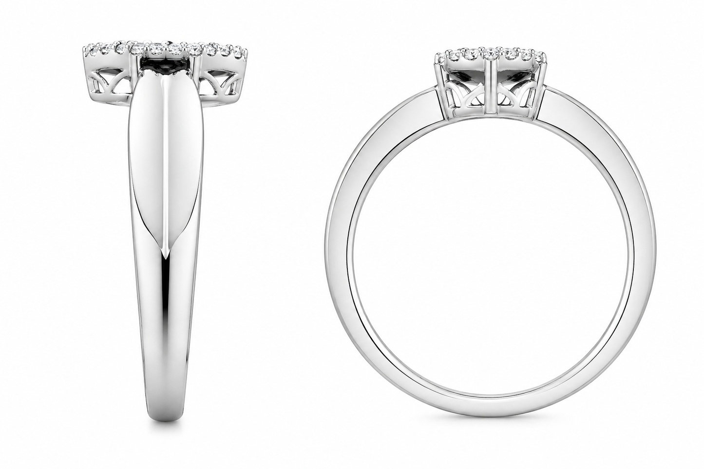 10K White Gold Women's Ring Marquise 0.18 ct Natural Diamond