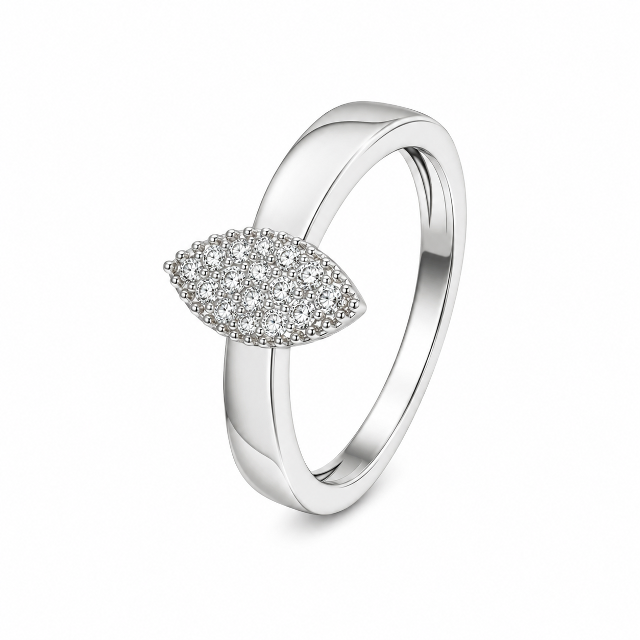 10K White Gold Women's Ring Marquise 0.18 ct Natural Diamond