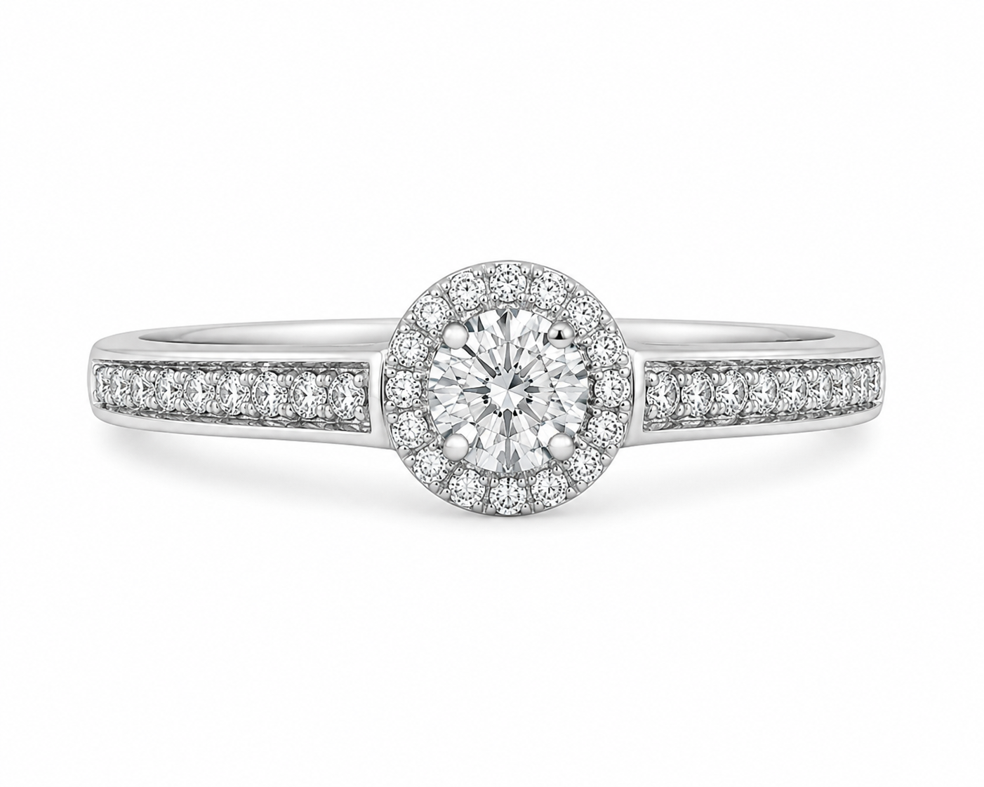 10K White Gold Women's Ring Round 0.20 ct Natural Diamond