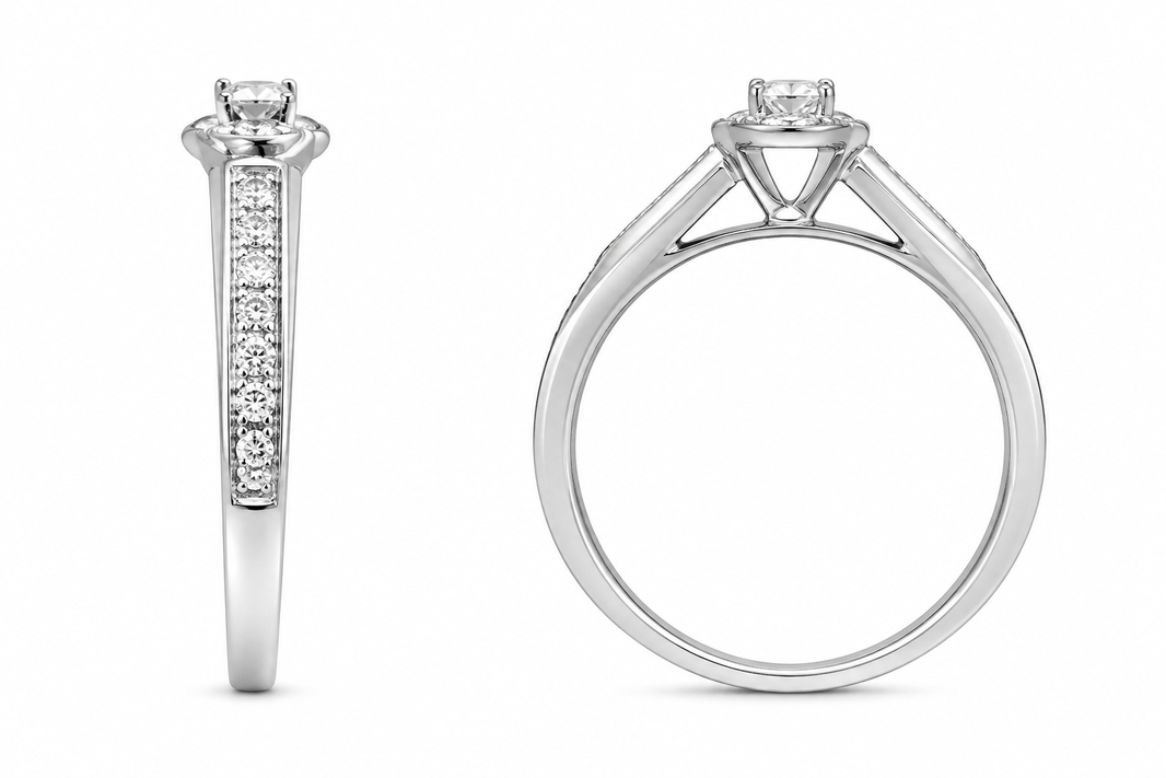 10K White Gold Women's Ring Round 0.20 ct Natural Diamond
