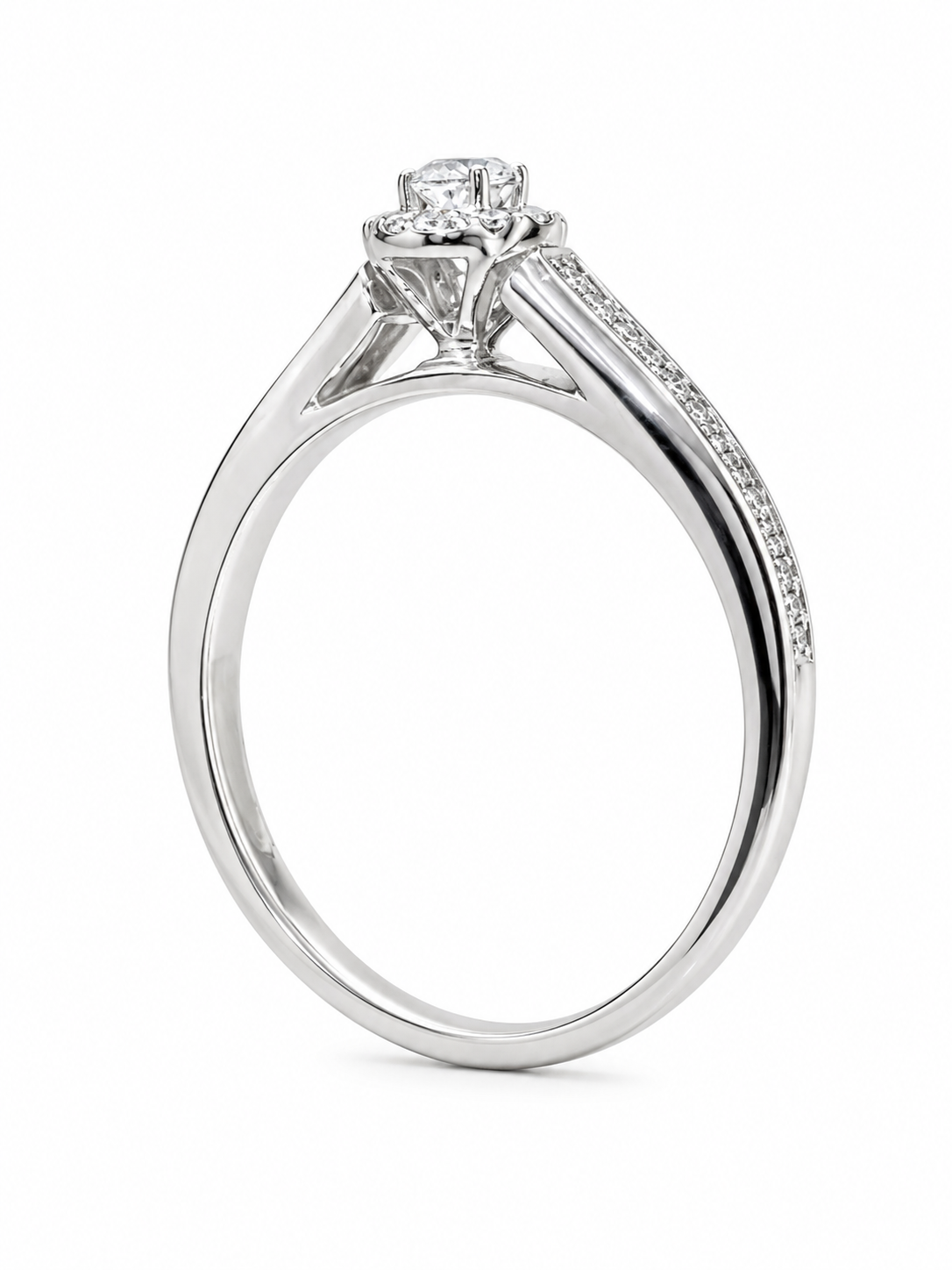 10K White Gold Women's Ring Round 0.20 ct Natural Diamond