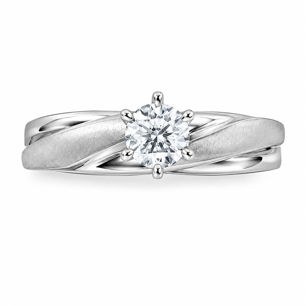 10K White Women’s Gold Ring Round 0.10 ct Natural Diamond