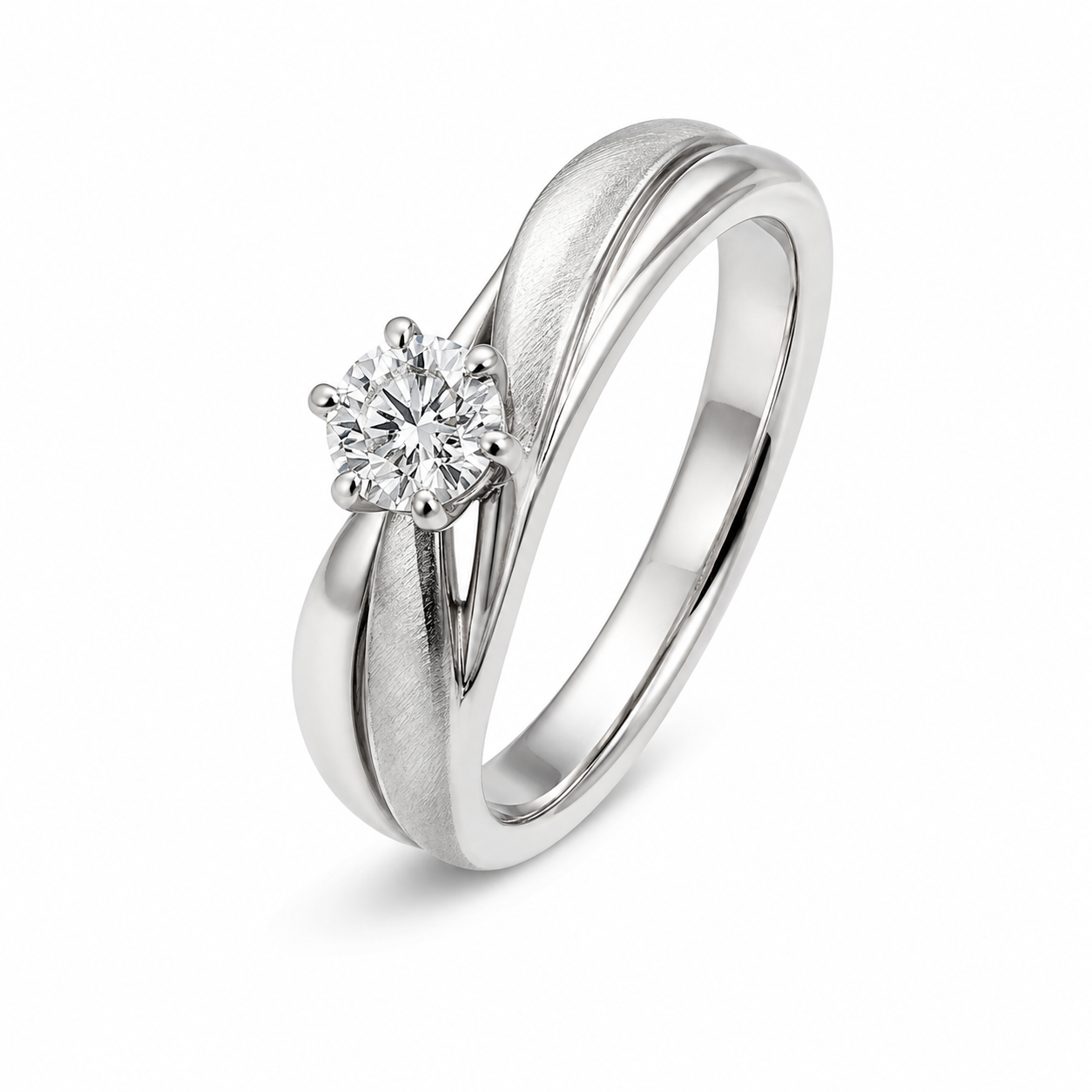10K White Women’s Gold Ring Round 0.10 ct Natural Diamond