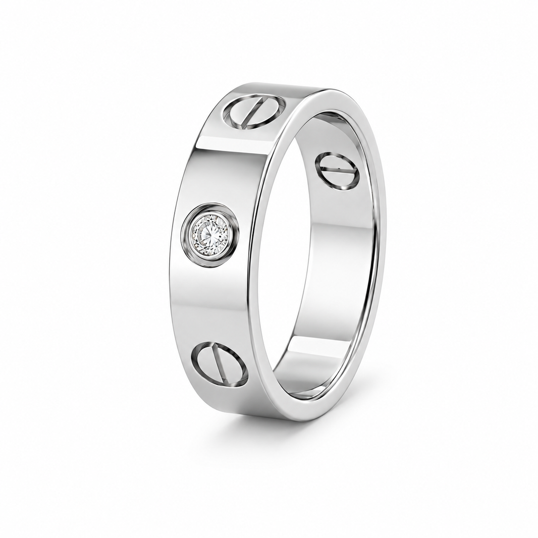 14K White Gold Women’s Nail/Bolt Ring 0.16 ct Natural Diamond