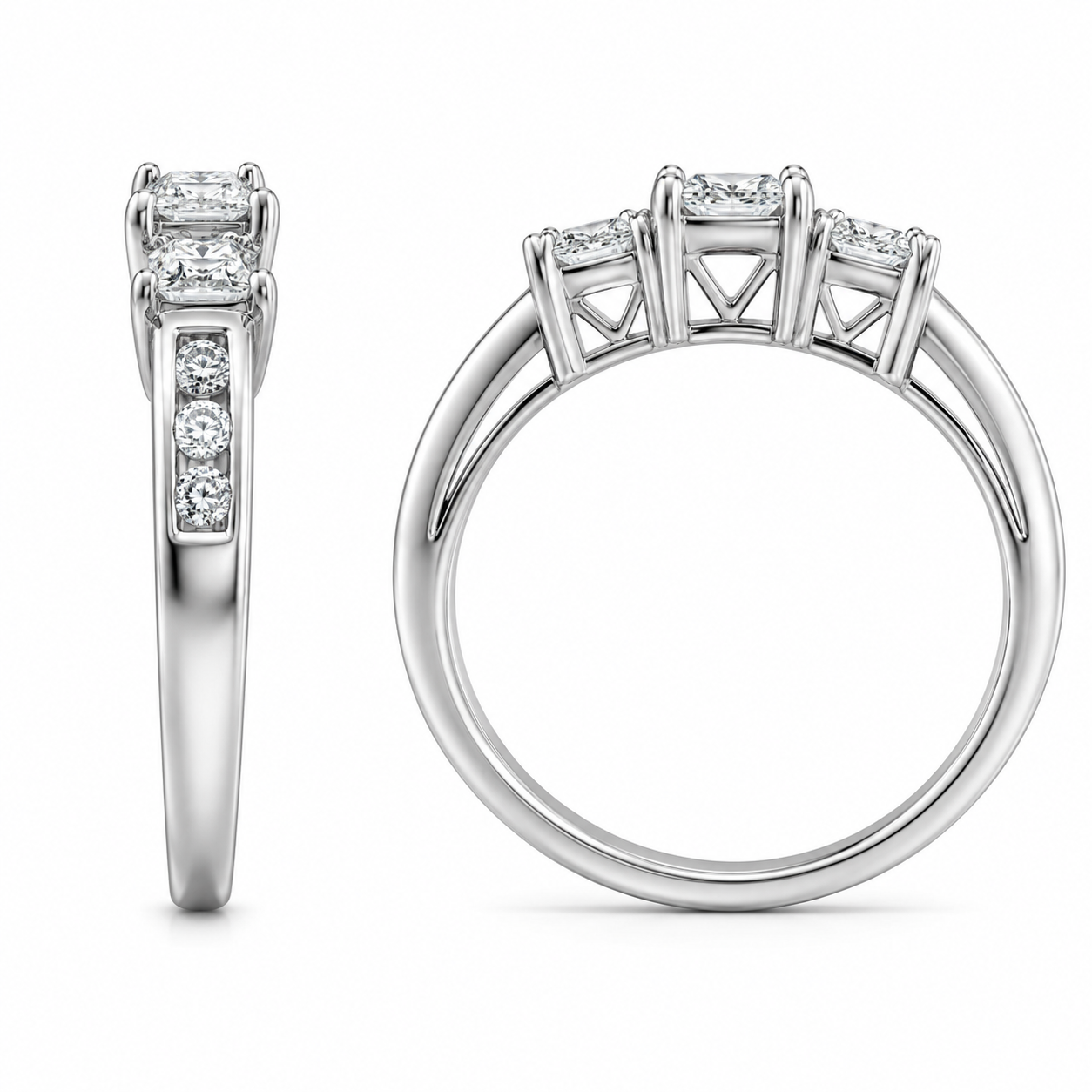 14K White Gold Women’s Band Princess 0.25 ct Natural Diamond