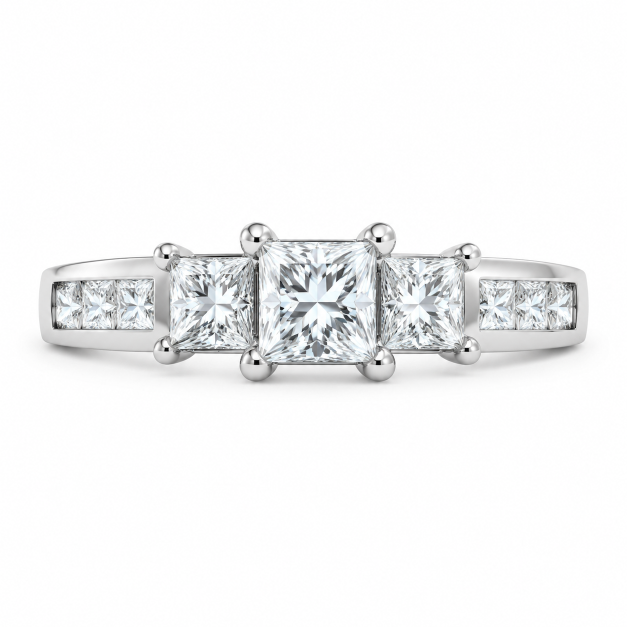 14K White Gold Women’s Band Princess 0.25 ct Natural Diamond