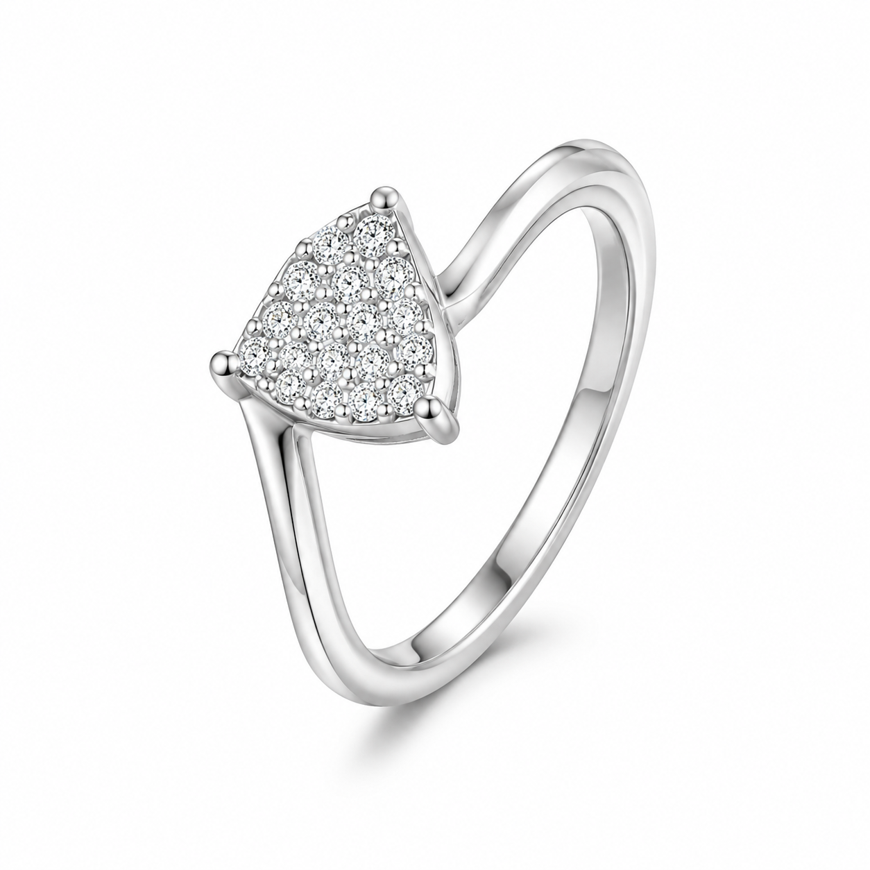 14K White Gold Women’s Heart Ring 0.25 ct Natural Diamond