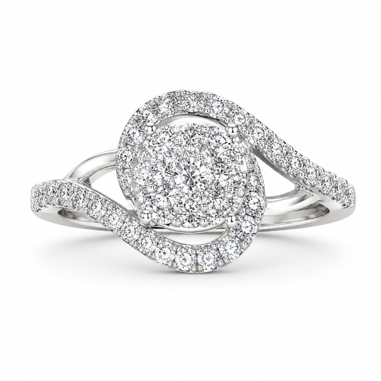 10K White Gold Women's Ring 0.49 ct Natural Diamond