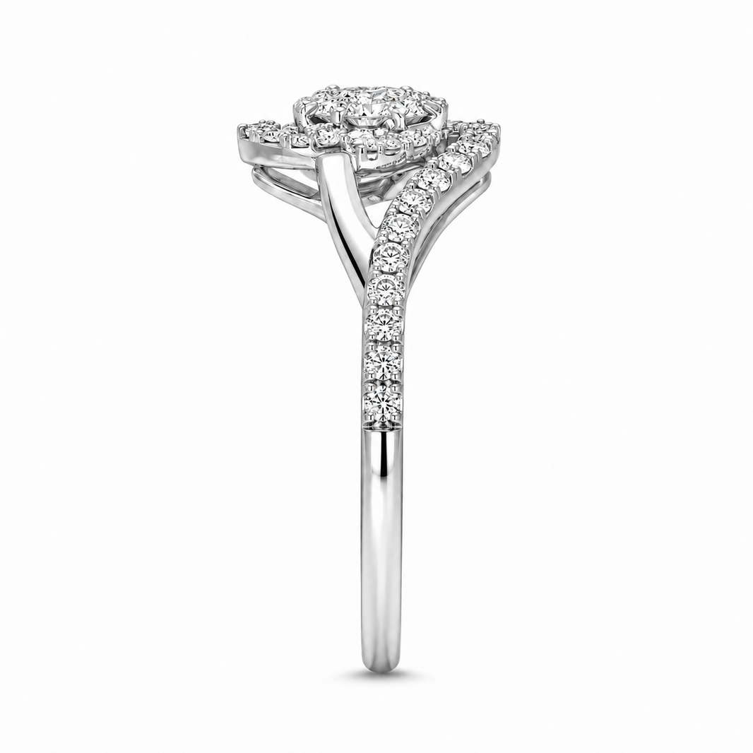 10K White Gold Women's Ring 0.49 ct Natural Diamond