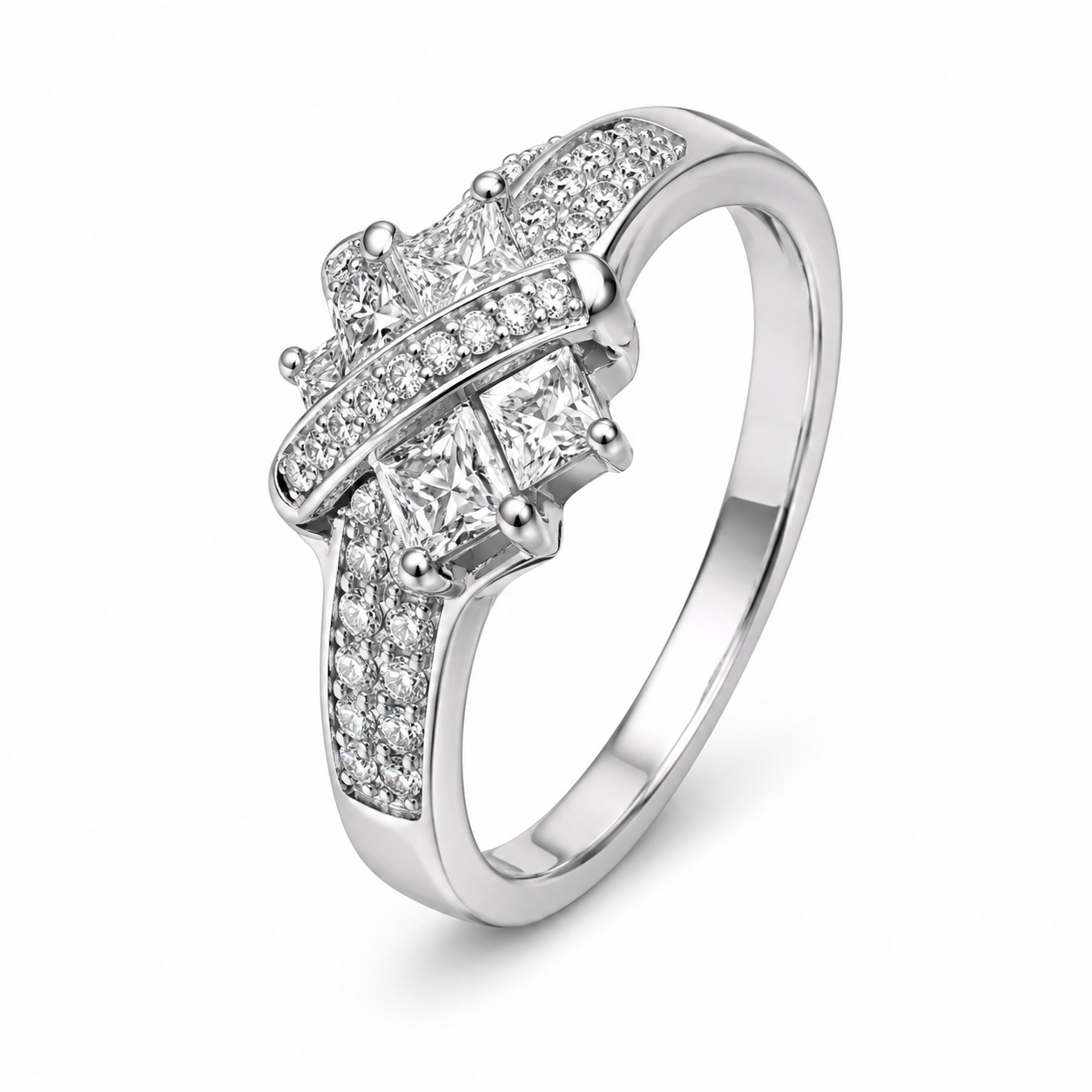 14K White Gold Women's Ring Round 0.60 ct Natural Diamond