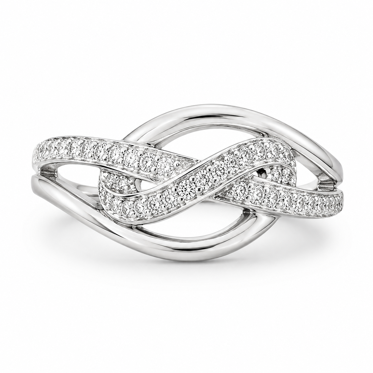 10K White Gold Women’s Band Infinity 0.03 ct Natural Diamond