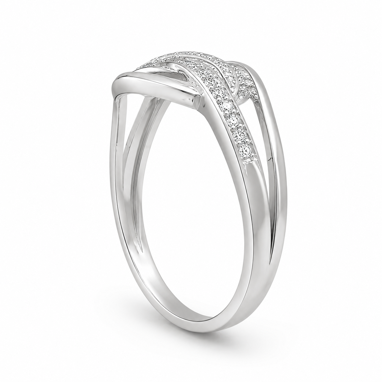 10K White Gold Women’s Band Infinity 0.03 ct Natural Diamond