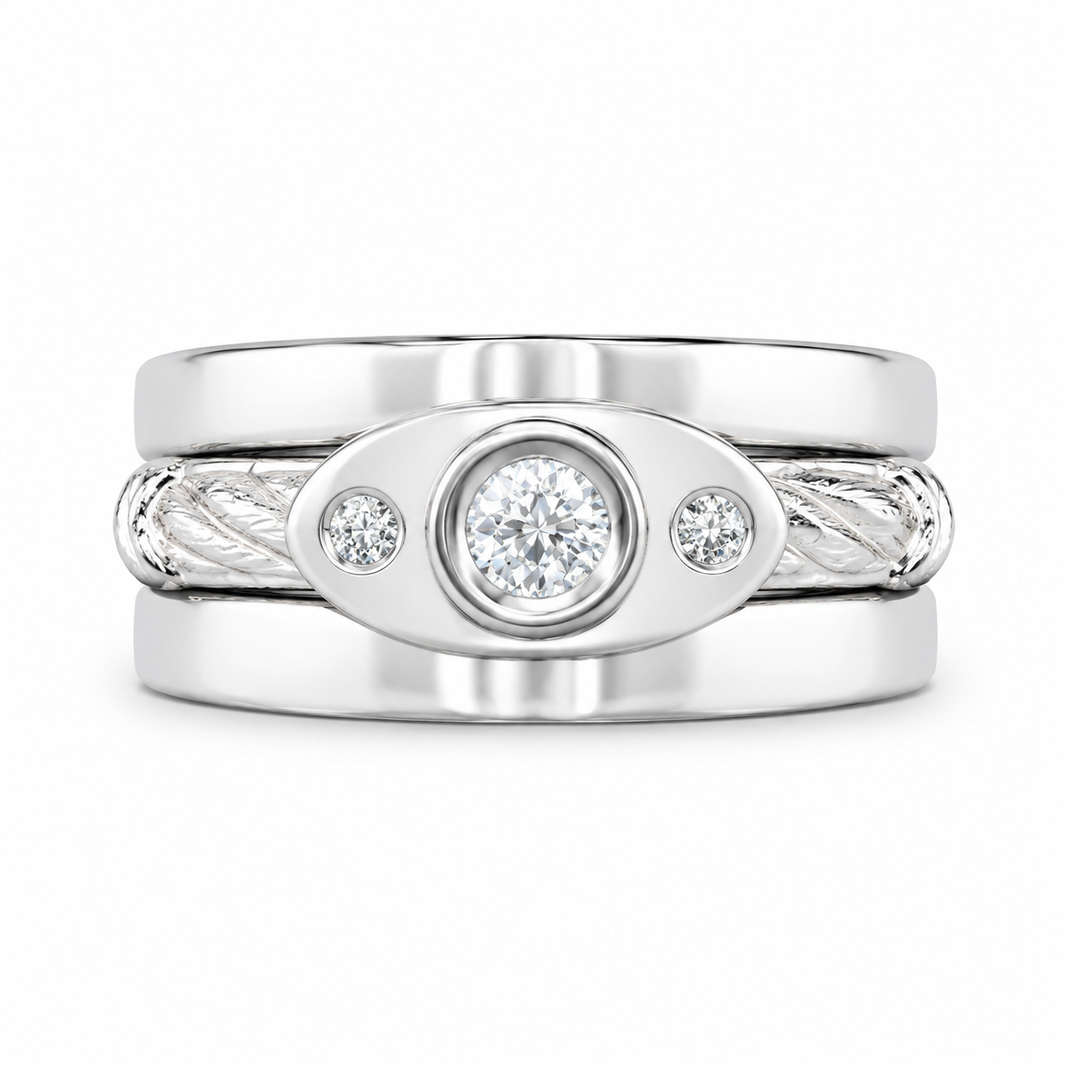 14K White Gold Women's Ring Round 0.10 ct Natural Diamond