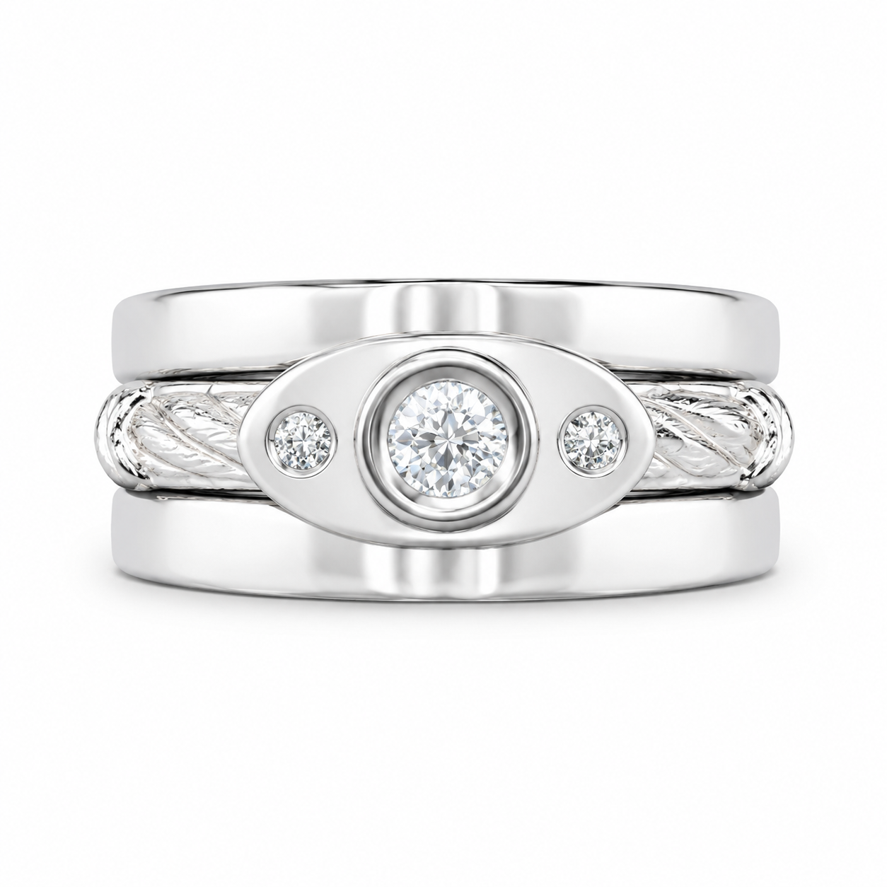 14K White Gold Women's Ring Round 0.10 ct Natural Diamond