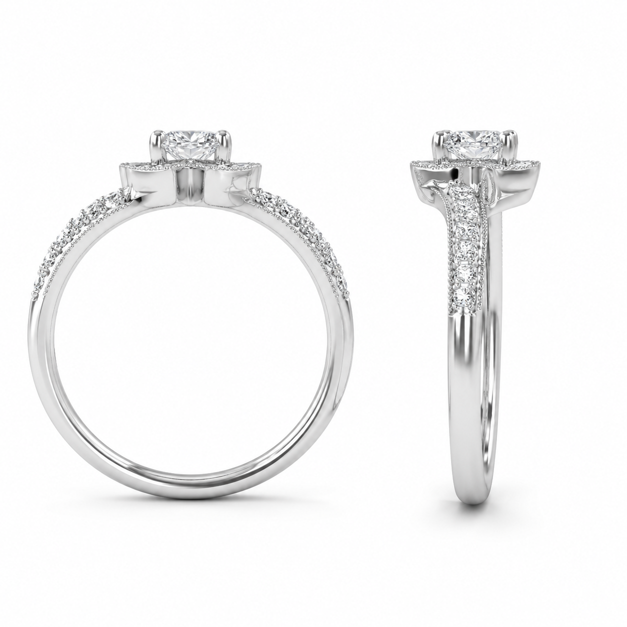 10K White Gold Women's Ring 0.22 ct Natural Diamond