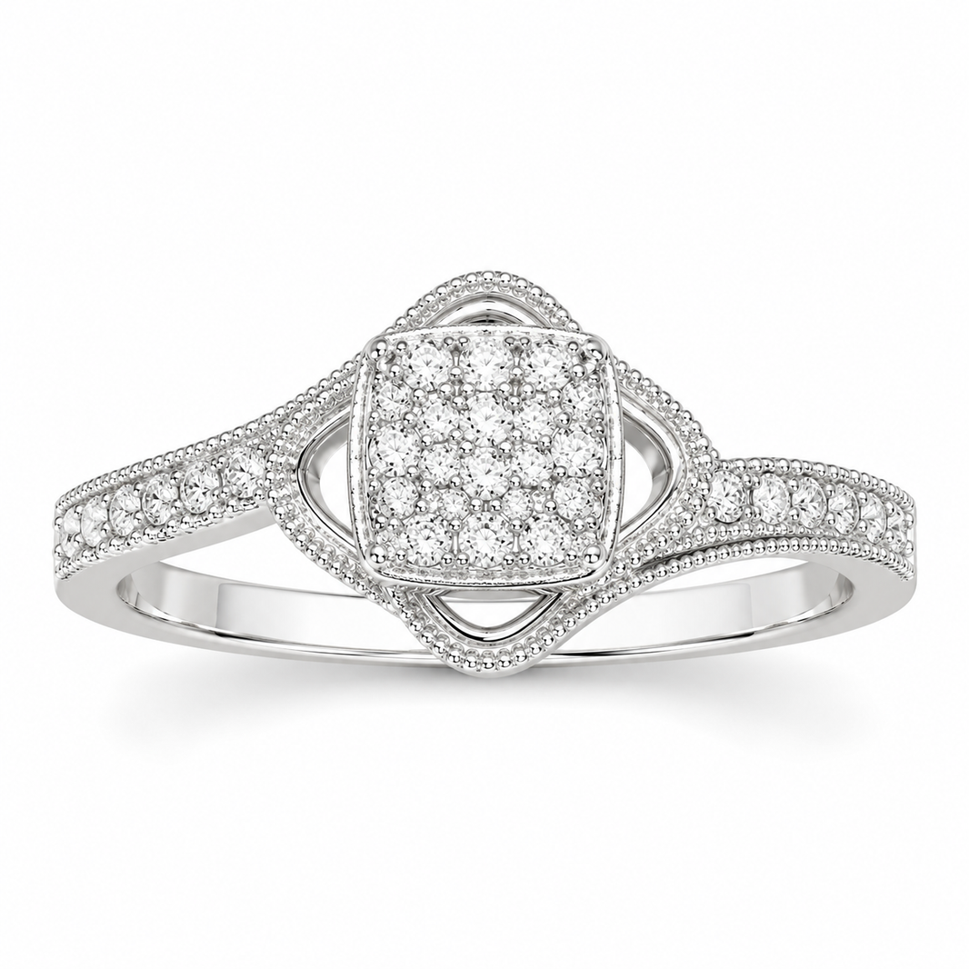 10K White Gold Women's Ring 0.22 ct Natural Diamond