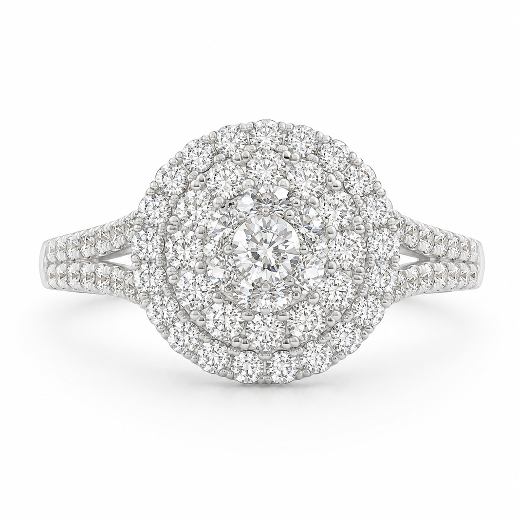 14K White Gold Women's Ring 0.76 ct Natural Diamond