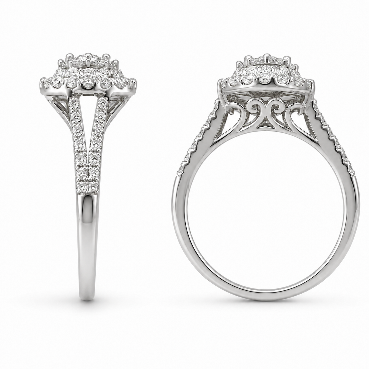 14K White Gold Women's Ring 0.76 ct Natural Diamond
