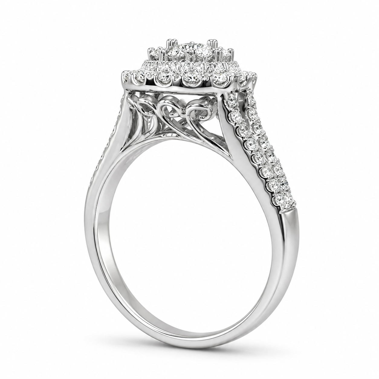 14K White Gold Women's Ring 0.76 ct Natural Diamond