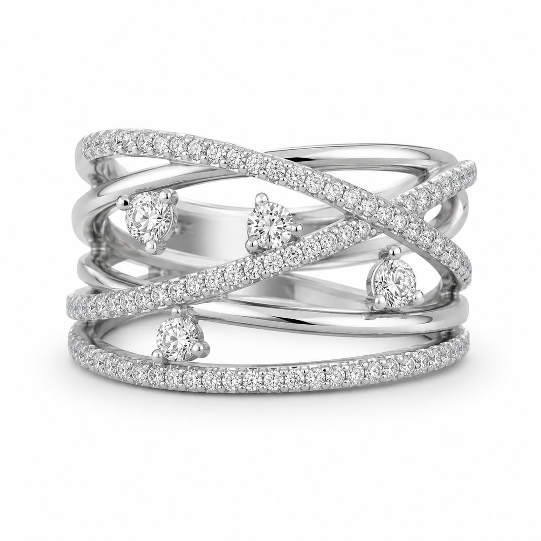 10K White Gold Women's Band 0.33 ct Natural Diamond