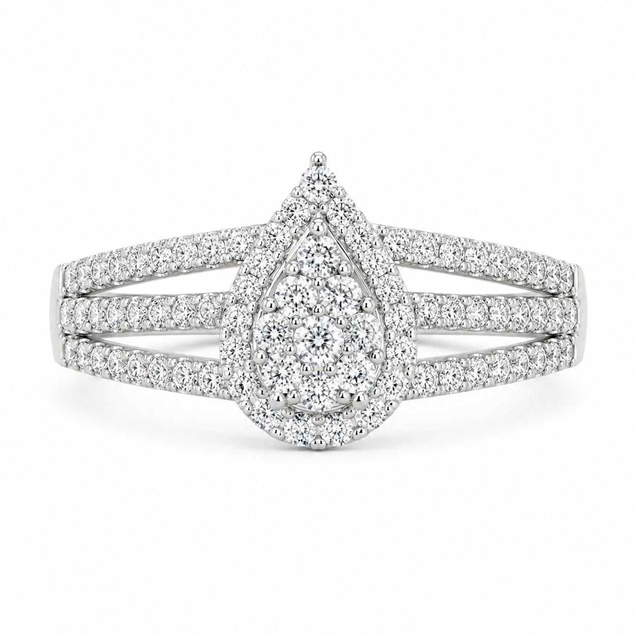 10K White Gold Women's Ring Pear 0.36 ct Natural Diamond