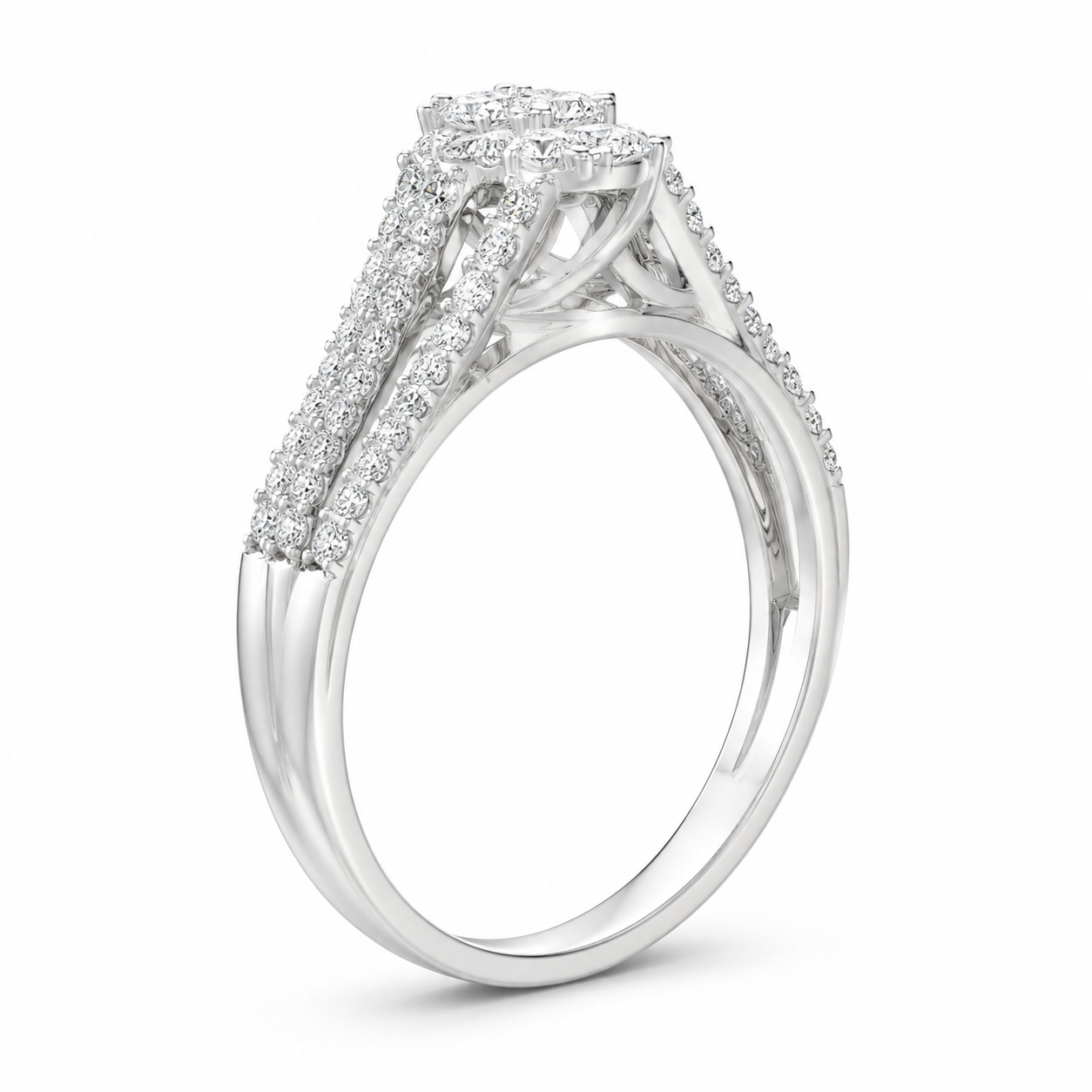 10K White Gold Women's Ring Pear 0.36 ct Natural Diamond