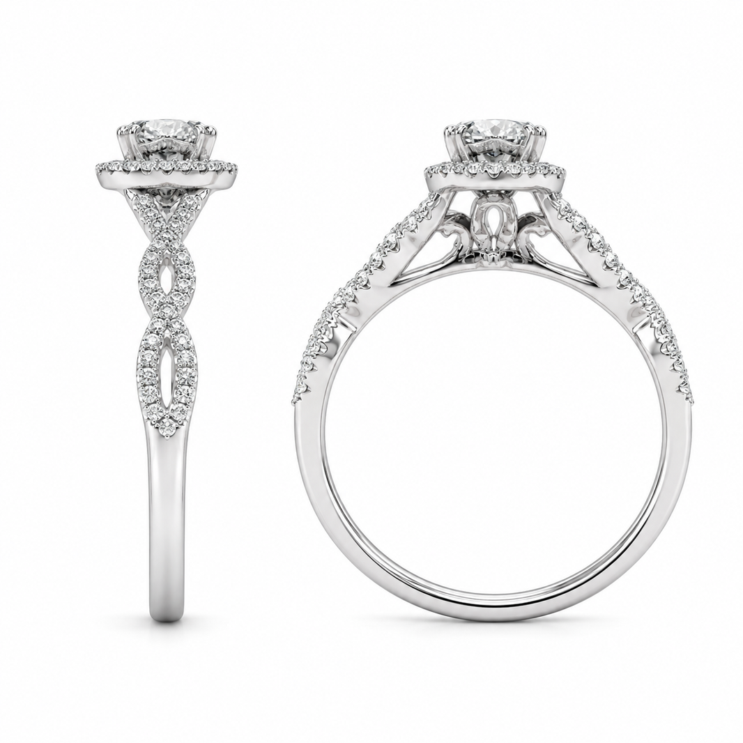 14K White Gold Women’s Ring Round 0.37 ct Natural Diamond