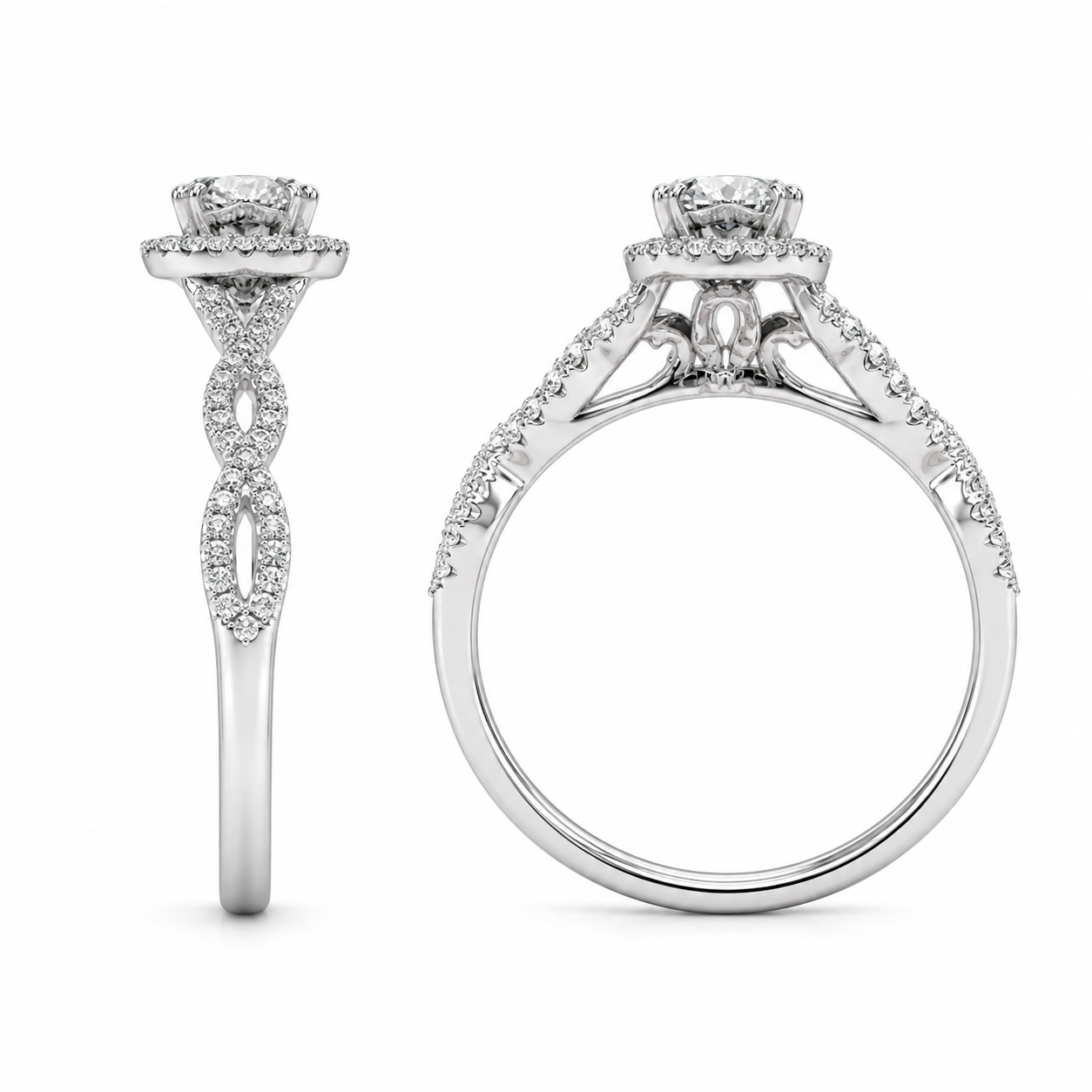 14K White Gold Women’s Ring Round 0.37 ct Natural Diamond