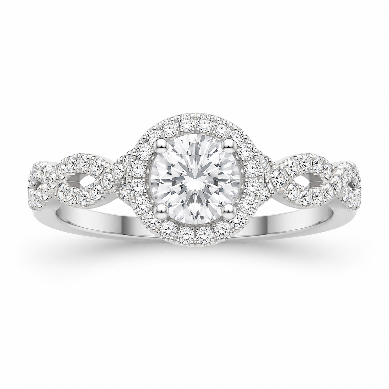 14K White Gold Women’s Ring Round 0.37 ct Natural Diamond
