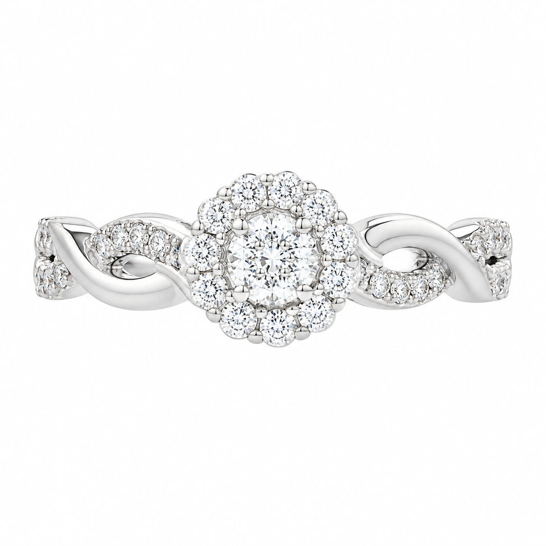 10K White Gold Women's Ring 0.31 ct Natural Diamond