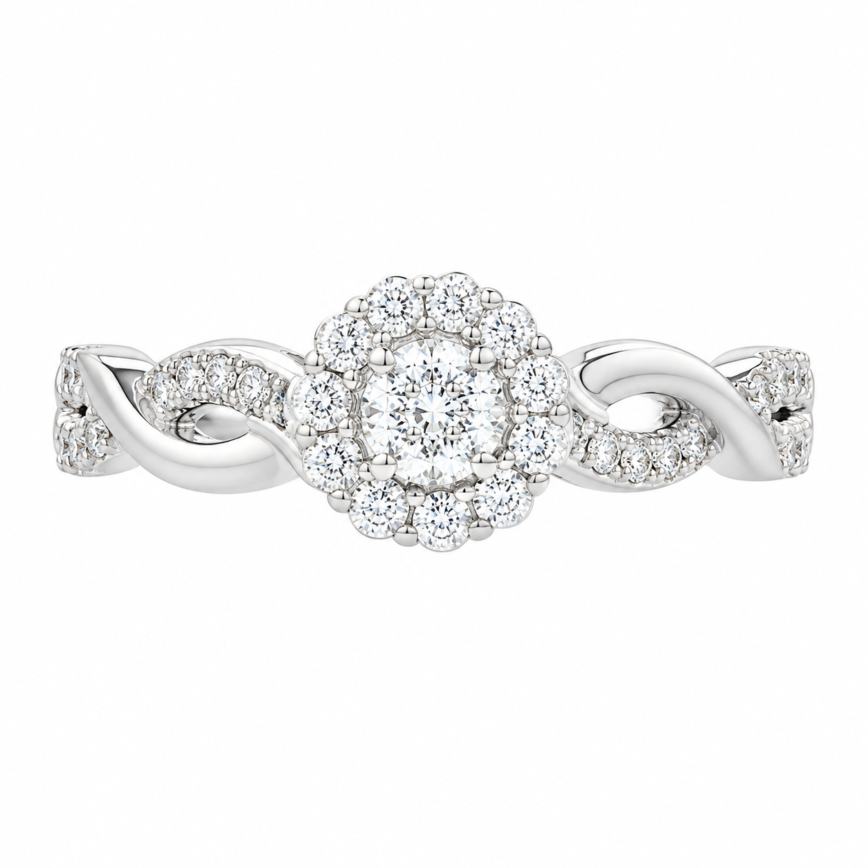 10K White Gold Women's Ring 0.31 ct Natural Diamond