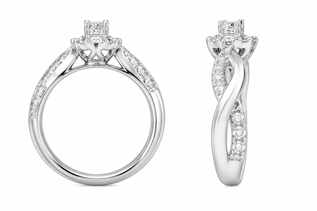 10K White Gold Women's Ring 0.31 ct Natural Diamond