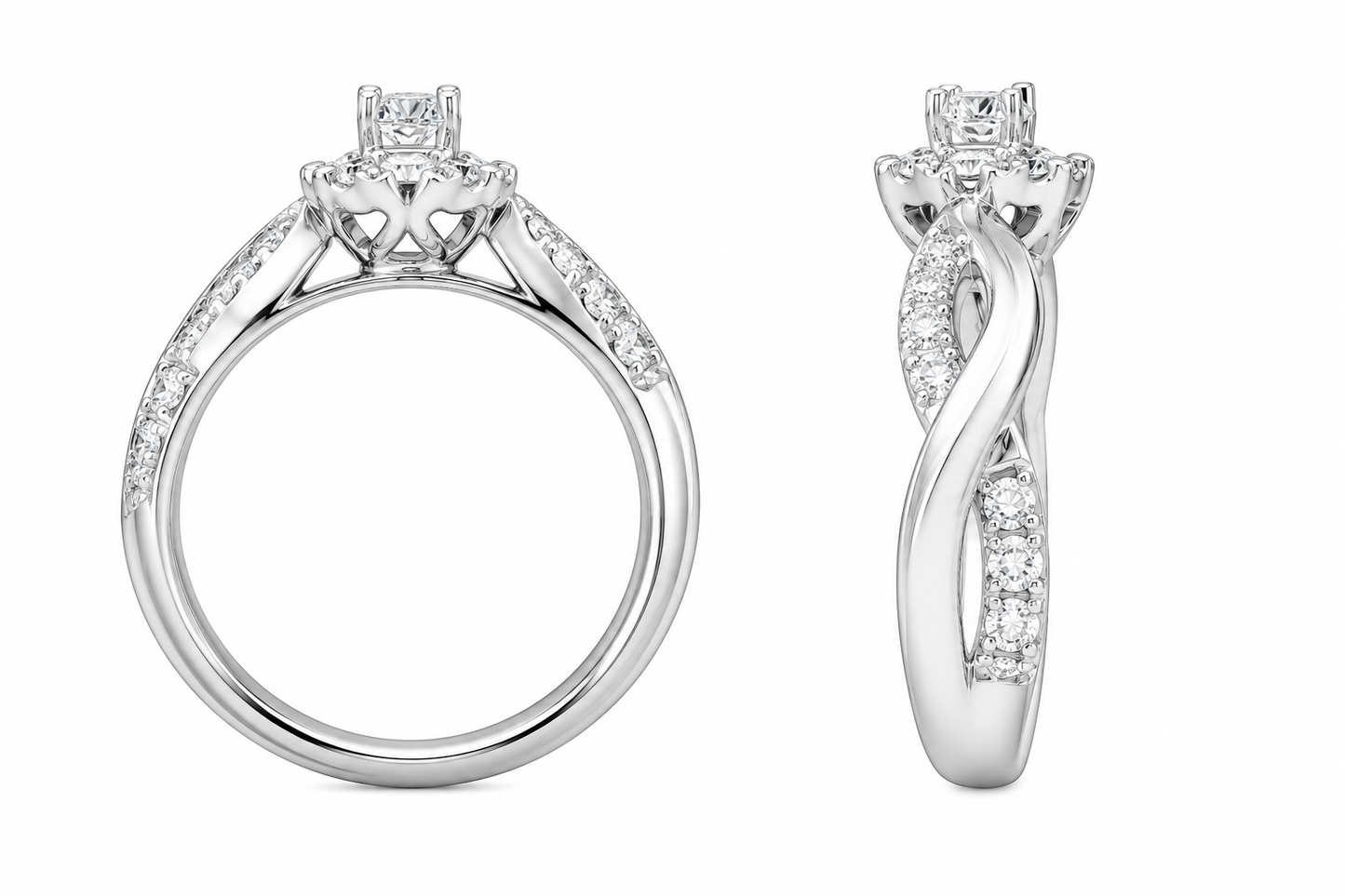 10K White Gold Women's Ring 0.31 ct Natural Diamond