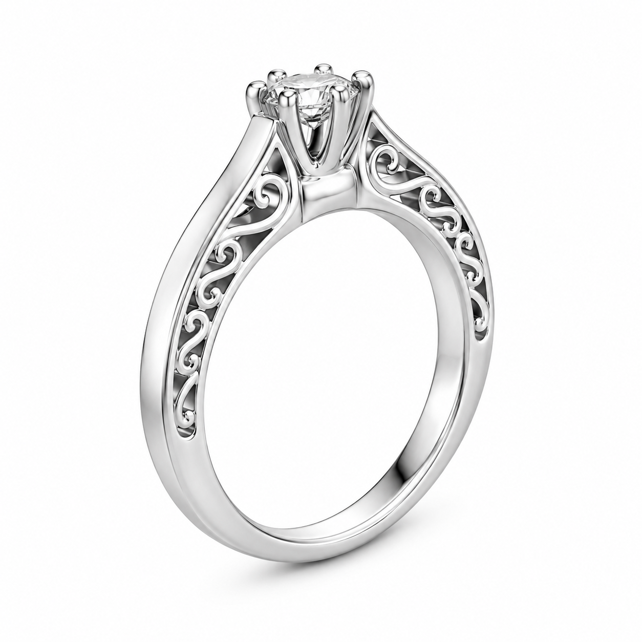 10K White Gold Women’s Ring 0.20 ct Natural Diamond
