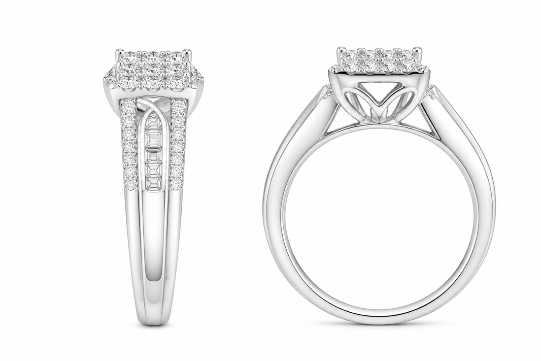10K White Gold Women's Ring 0.50 ct Natural Diamond