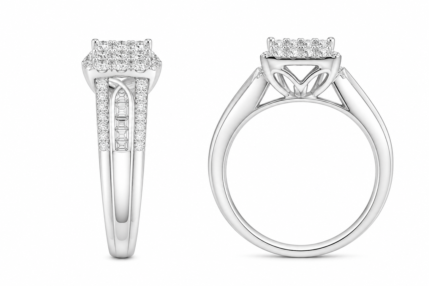 10K White Gold Women's Ring 0.50 ct Natural Diamond