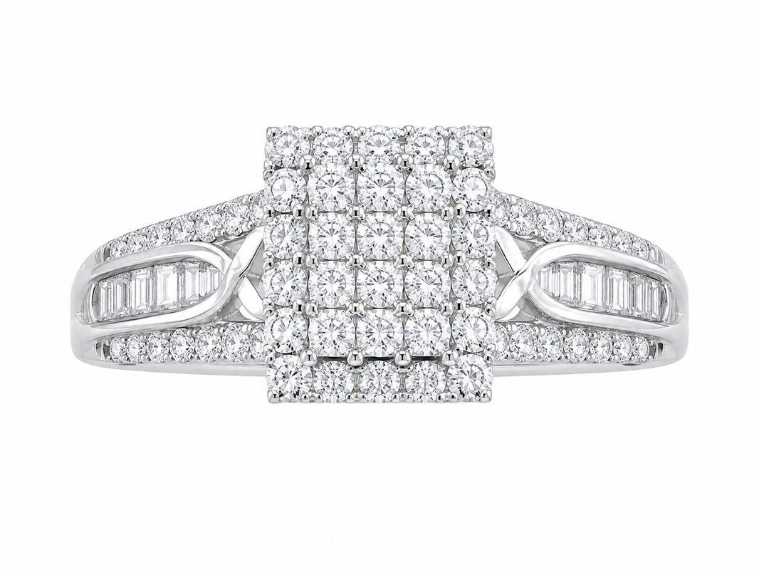 10K White Gold Women's Ring 0.50 ct Natural Diamond