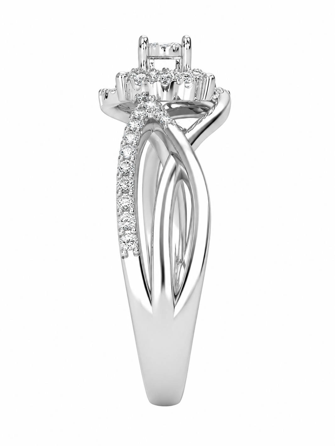 14K White Gold Women's Ring Round 0.20 ct Natural Diamond